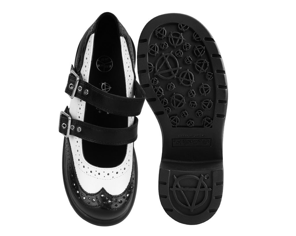 A3273L Black & White Brogue Bubble Mary Jane - T.U.K. Shoes