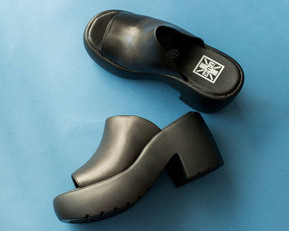 A9878L Black Bubble Mule Heel - T.U.K. Shoes
