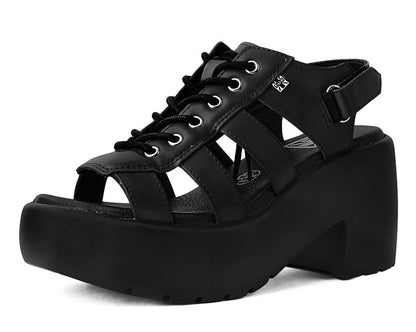 A9962L Black Lace Up Bubble Heel - T.U.K. Shoes