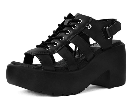 A9962L Black Lace Up Bubble Heel - T.U.K. Shoes