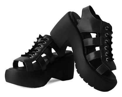 A9962L Black Lace Up Bubble Heel - T.U.K. Shoes