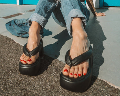 A9960L Black Strappy Bubble Heel - T.U.K. Shoes
