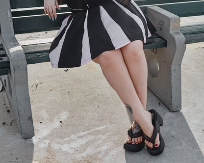 A9960L Black Strappy Bubble Heel - T.U.K. Shoes