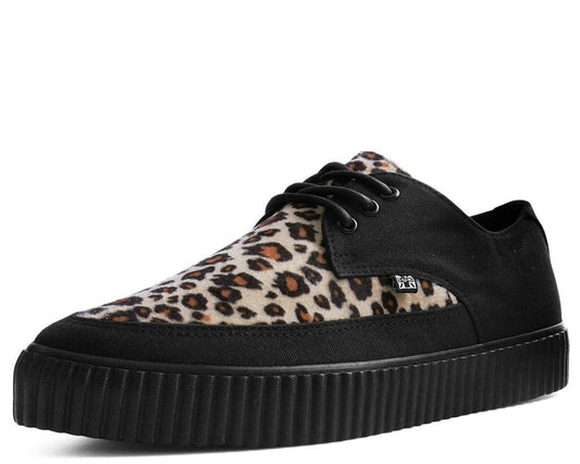 Black & Leopard Tie Pointed Lace Up EZC - T.U.K. Shoes