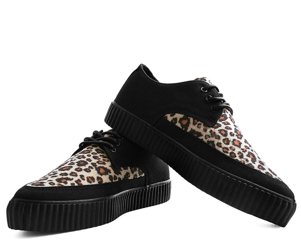 Black & Leopard Tie Pointed Lace Up EZC - T.U.K. Shoes