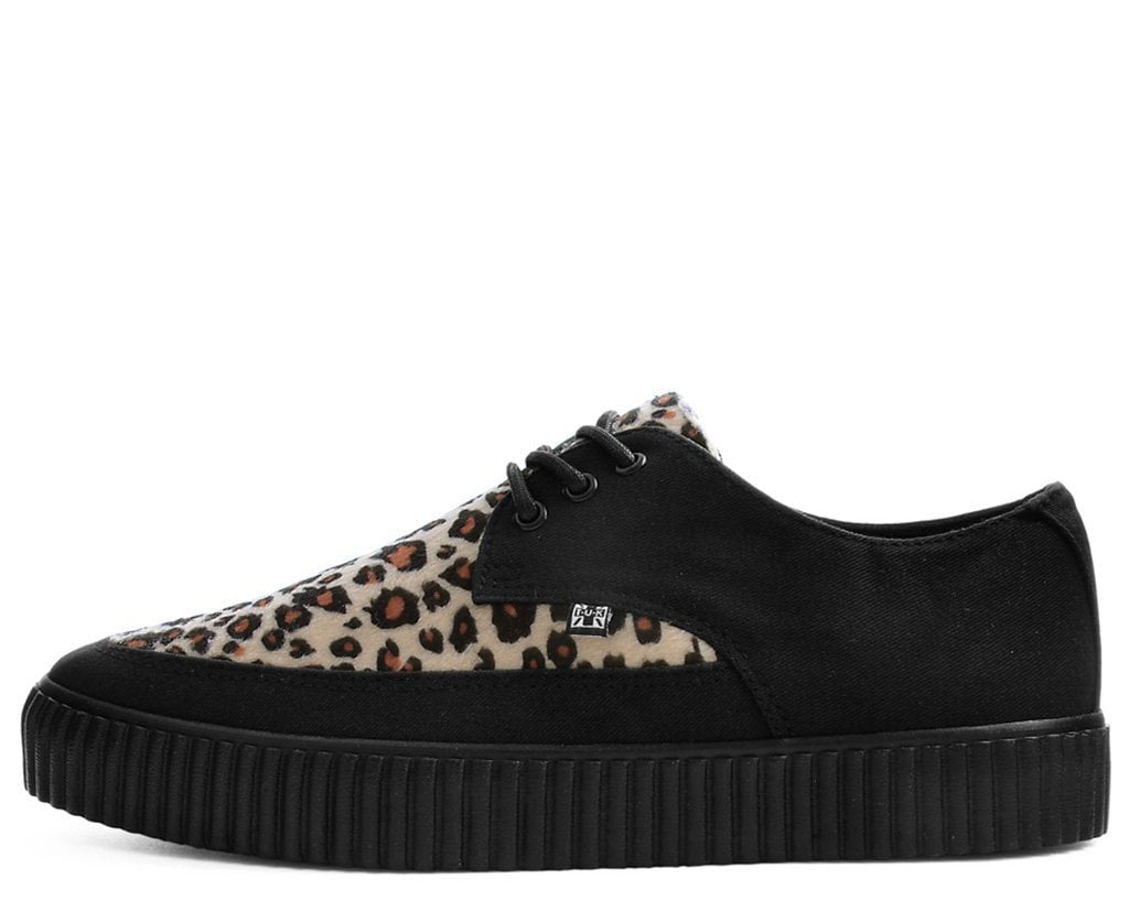 Black & Leopard Tie Pointed Lace Up EZC - T.U.K. Shoes