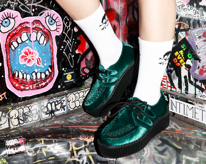 V8535 Emerald Green Velvet Viva Mondo Creeper - T.U.K. Shoes