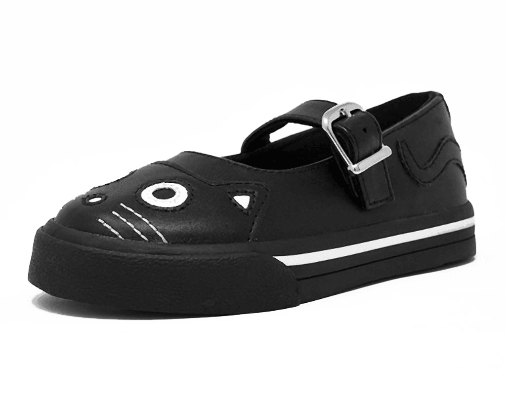 A9725B Black & White Kitty Mary Jane Toddler Sneaker - T.U.K. Shoes