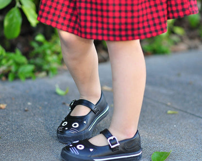 A9725B Black & White Kitty Mary Jane Toddler Sneaker - T.U.K. Shoes