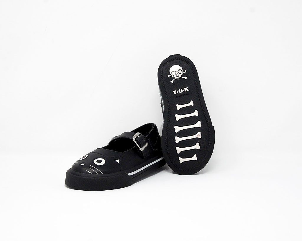 A9725B Black & White Kitty Mary Jane Toddler Sneaker - T.U.K. Shoes