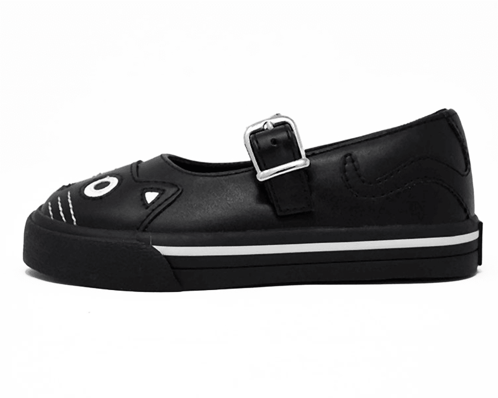 A9725B Black & White Kitty Mary Jane Toddler Sneaker - T.U.K. Shoes