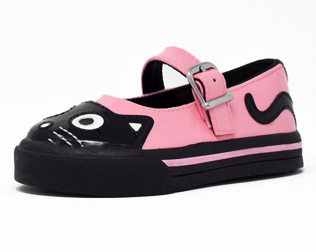 A9726B Black & Pink Kitty Mary Jane Toddler Sneaker - T.U.K. Shoes