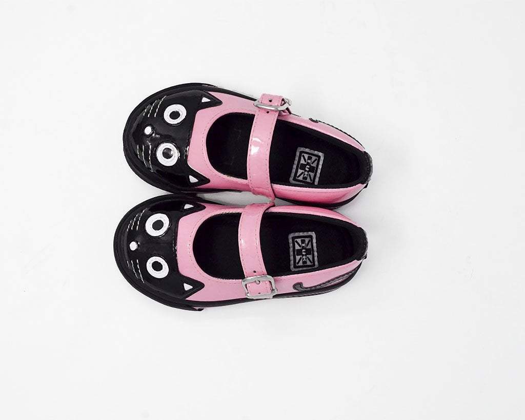 A9726B Black & Pink Kitty Mary Jane Toddler Sneaker - T.U.K. Shoes