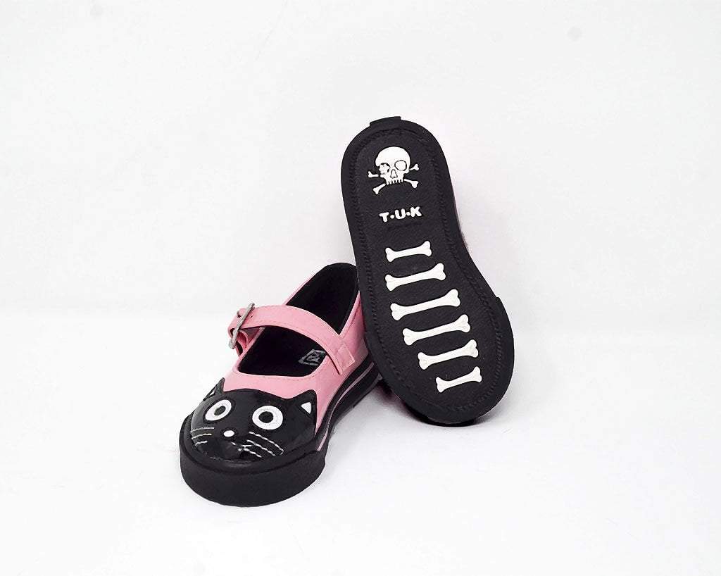 A9726B Black & Pink Kitty Mary Jane Toddler Sneaker - T.U.K. Shoes