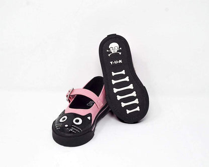 A9726B Black & Pink Kitty Mary Jane Toddler Sneaker - T.U.K. Shoes
