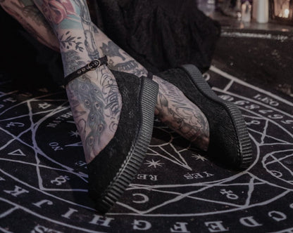 A3165L Black Lace Pointed Ballet Creeper - T.U.K. Shoes