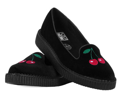 A3338L Black Velvet Cherry Ballet Flat - T.U.K. Shoes