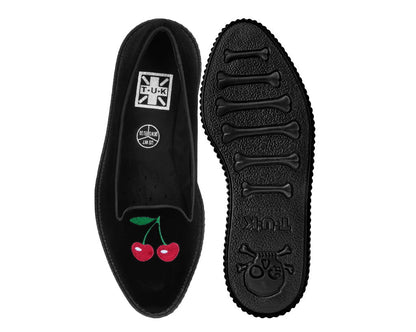A3338L Black Velvet Cherry Ballet Flat - T.U.K. Shoes