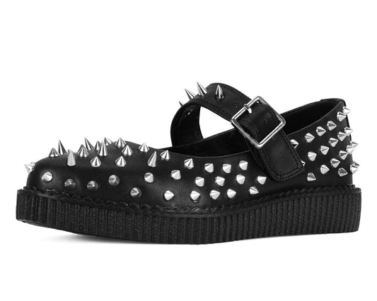 A3355L Black TUKskin Pointed Spike Mary Jane - T.U.K. Shoes