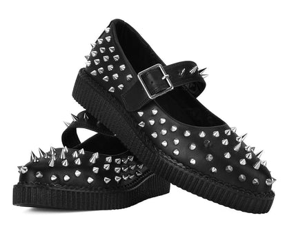 A3355L Black TUKskin Pointed Spike Mary Jane - T.U.K. Shoes