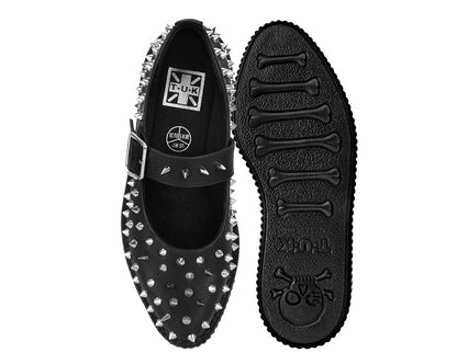 A3355L Black TUKskin Pointed Spike Mary Jane - T.U.K. Shoes