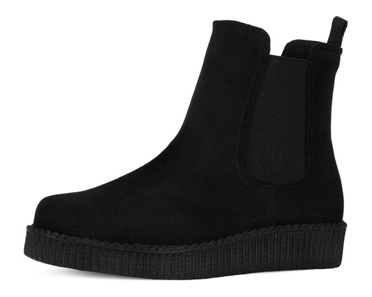 F3424L Black Faux Suede Viva Low Chelsea Boot - T.U.K. Shoes