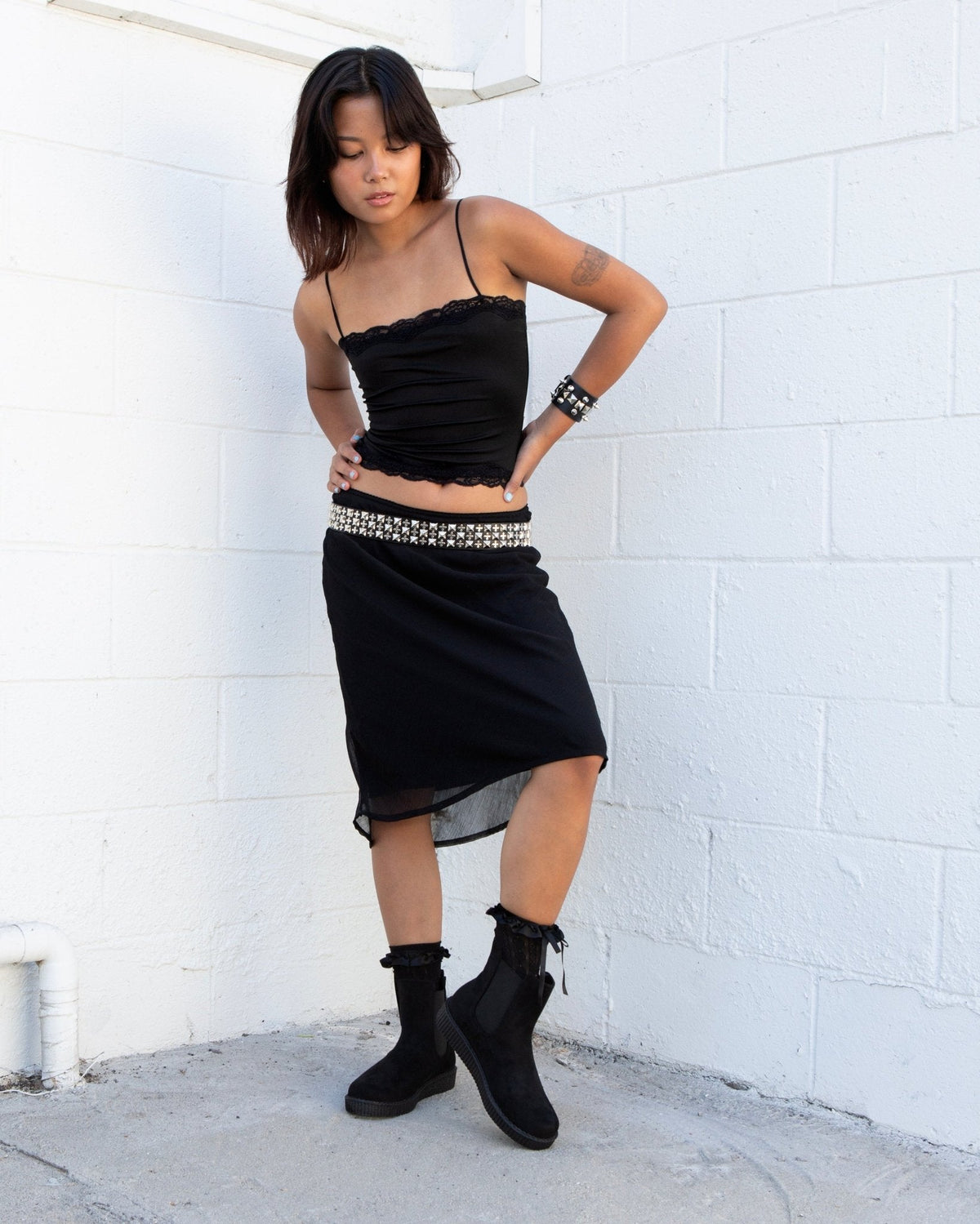 F3424L Black Faux Suede Viva Low Chelsea Boot - T.U.K. Shoes