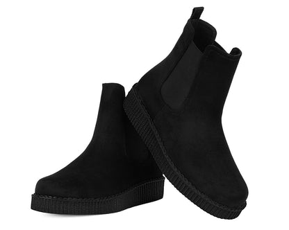 F3424L Black Faux Suede Viva Low Chelsea Boot - T.U.K. Shoes