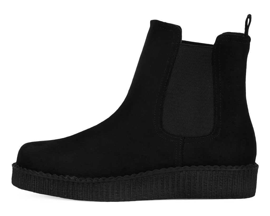 F3424L Black Faux Suede Viva Low Chelsea Boot - T.U.K. Shoes