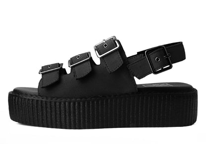 V3141L Black Faux Suede 3-Buckle Mondo Sandal - T.U.K. Shoes