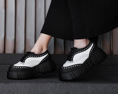 T2338 Black & White TUKskin™ Anarchic Airship Brogue - T.U.K. Shoes
