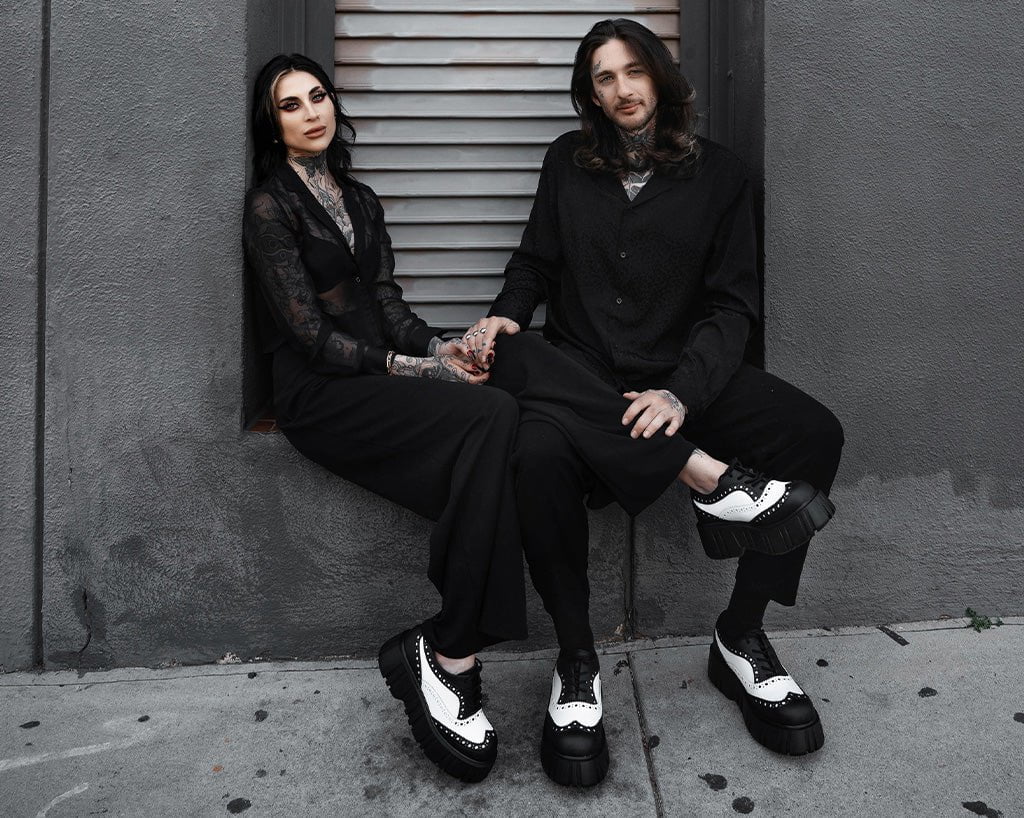 T2338 Black & White TUKskin™ Anarchic Airship Brogue - T.U.K. Shoes