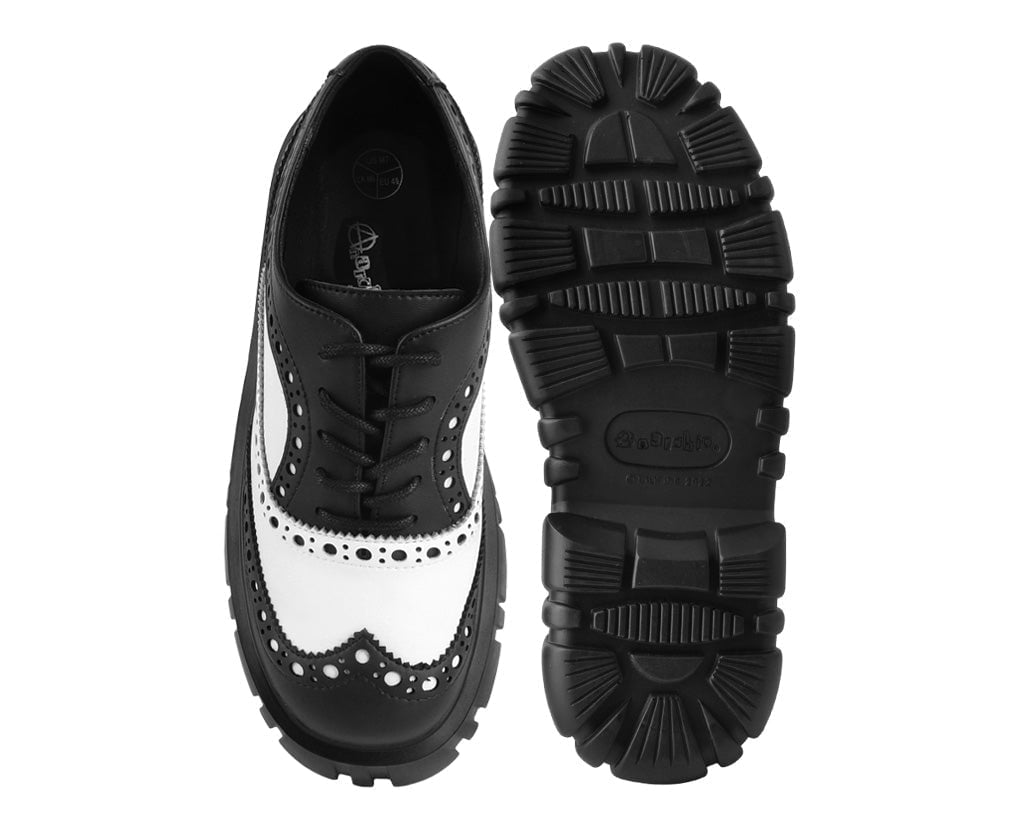 T2338 Black & White TUKskin™ Anarchic Airship Brogue - T.U.K. Shoes