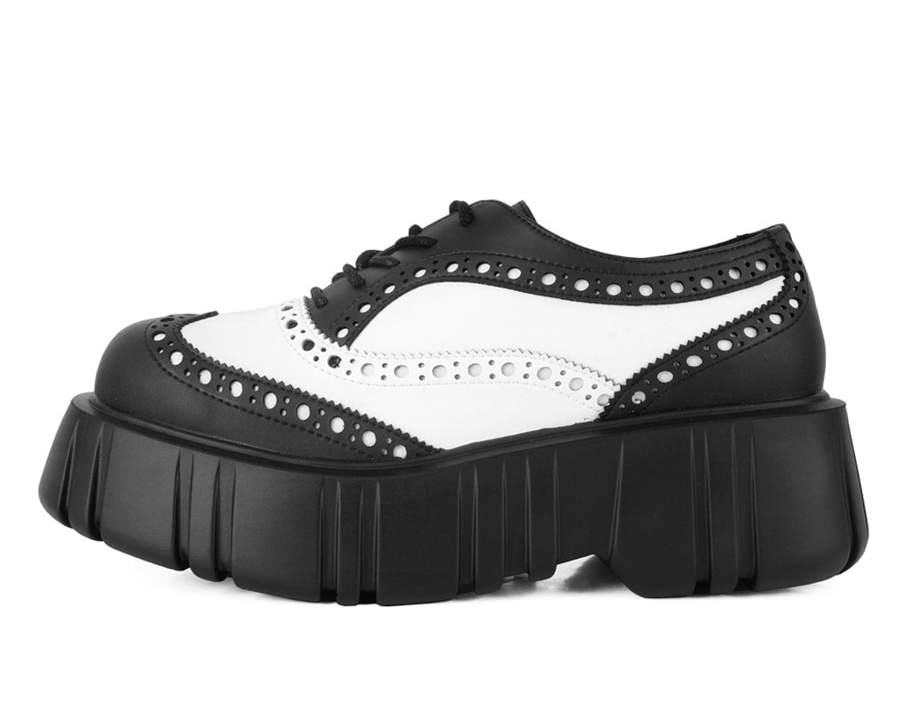T2338 Black & White TUKskin™ Anarchic Airship Brogue - T.U.K. Shoes