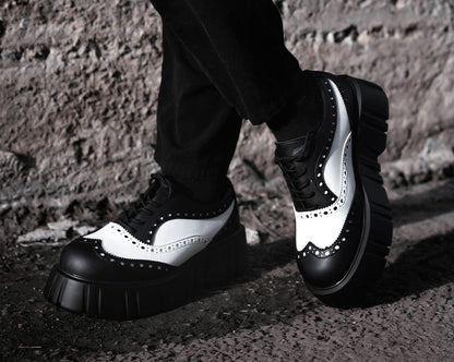 T2338 Black & White TUKskin™ Anarchic Airship Brogue - T.U.K. Shoes