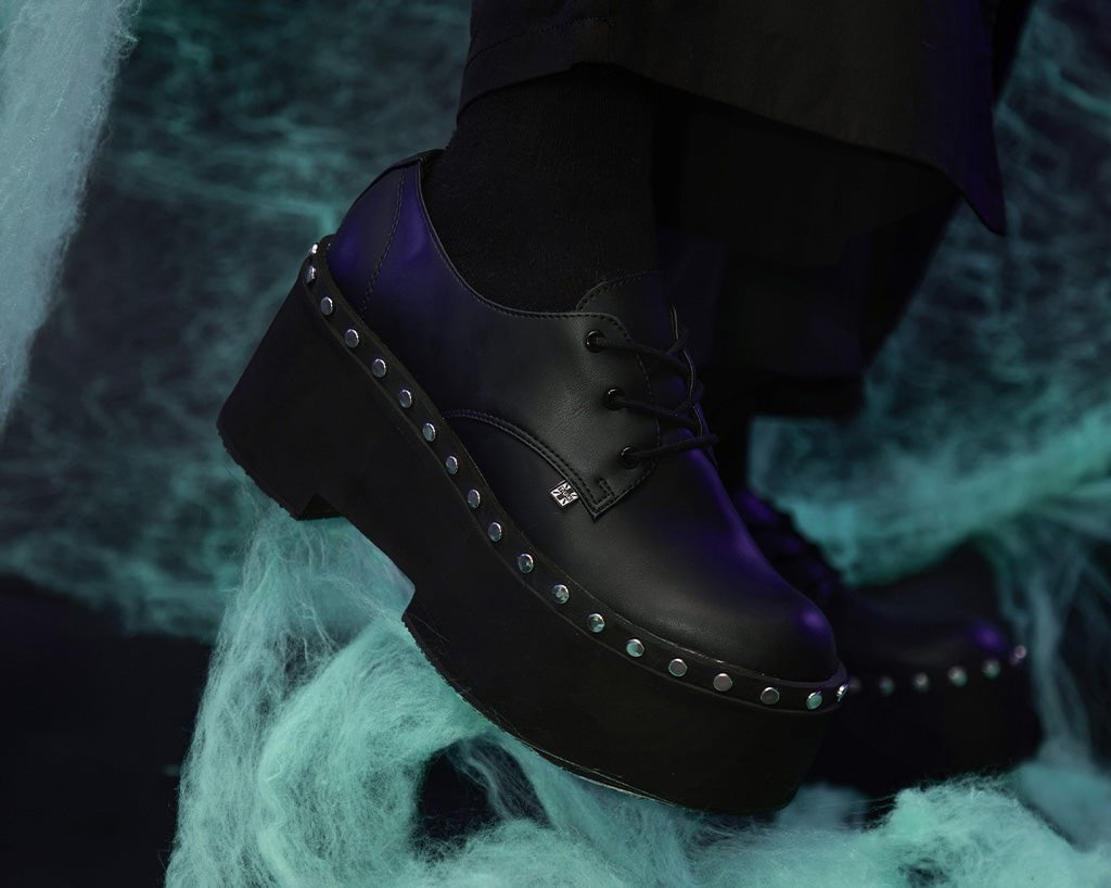 A3296 Black TUKskin Dino Flat Platform - T.U.K. Shoes