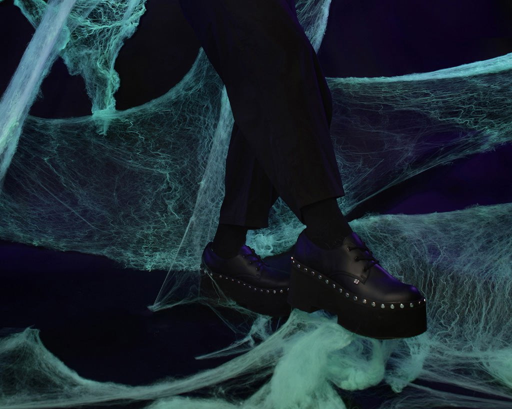 A3296 Black TUKskin Dino Flat Platform - T.U.K. Shoes
