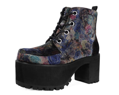 A3285L Floral Velvet Nosebleed Boot - T.U.K. Shoes
