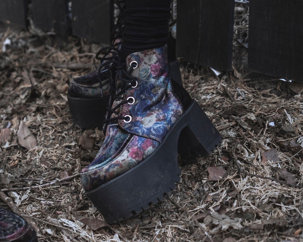 A3285L Floral Velvet Nosebleed Boot - T.U.K. Shoes
