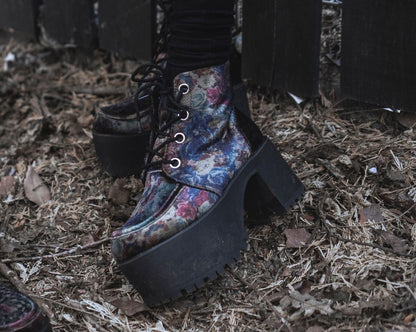 A3285L Floral Velvet Nosebleed Boot - T.U.K. Shoes