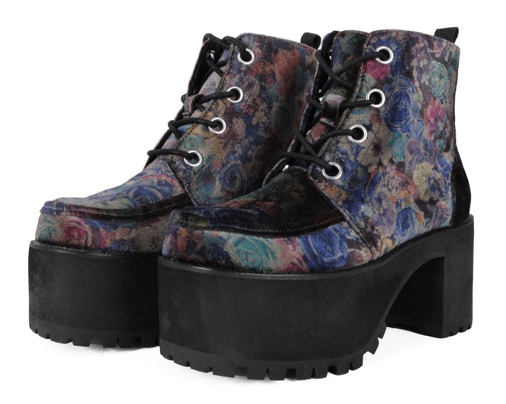 A3285L Floral Velvet Nosebleed Boot - T.U.K. Shoes
