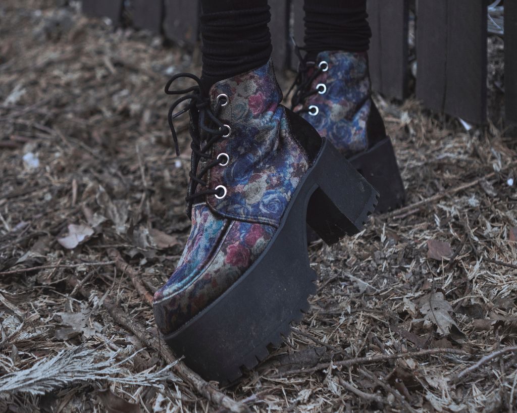 A3285L Floral Velvet Nosebleed Boot - T.U.K. Shoes