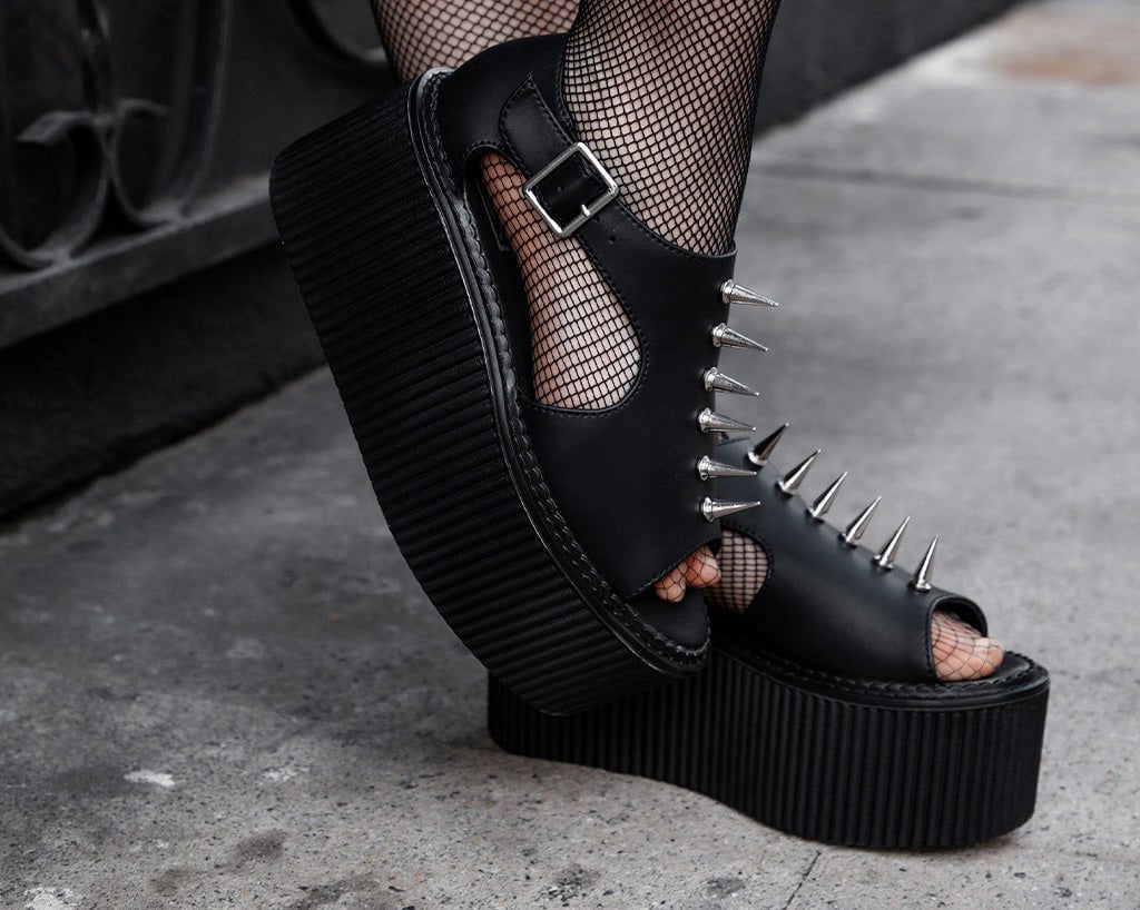 S3348 Black TUKskin Spike Strato Sandal - T.U.K. Shoes