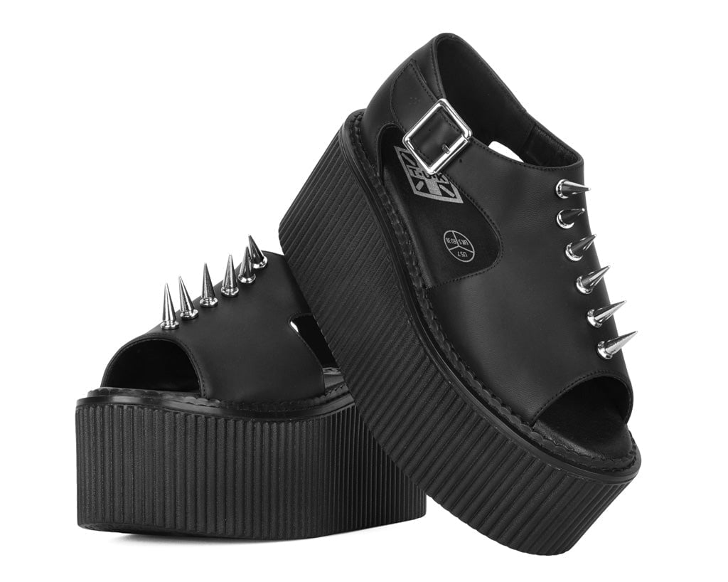 S3348 Black TUKskin Spike Strato Sandal - T.U.K. Shoes