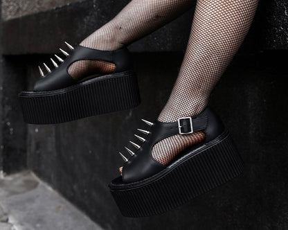 S3348 Black TUKskin Spike Strato Sandal - T.U.K. Shoes