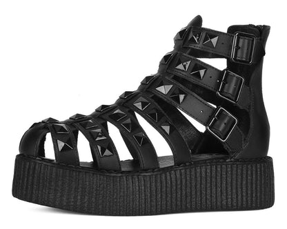V3383L Black Studded Gladiator Viva Mondo Sandal - T.U.K. Shoes