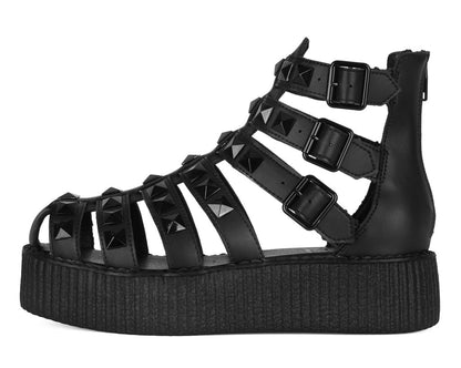 V3383L Black Studded Gladiator Viva Mondo Sandal - T.U.K. Shoes