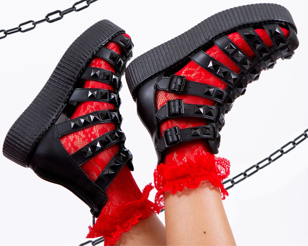 V3383L Black Studded Gladiator Viva Mondo Sandal - T.U.K. Shoes