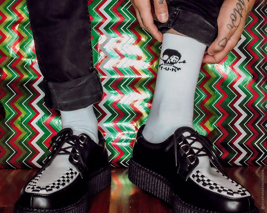 TSK1033 White T.U.K. Skull Logo Men’s Sock TSK1033-OS - T.U.K. Shoes