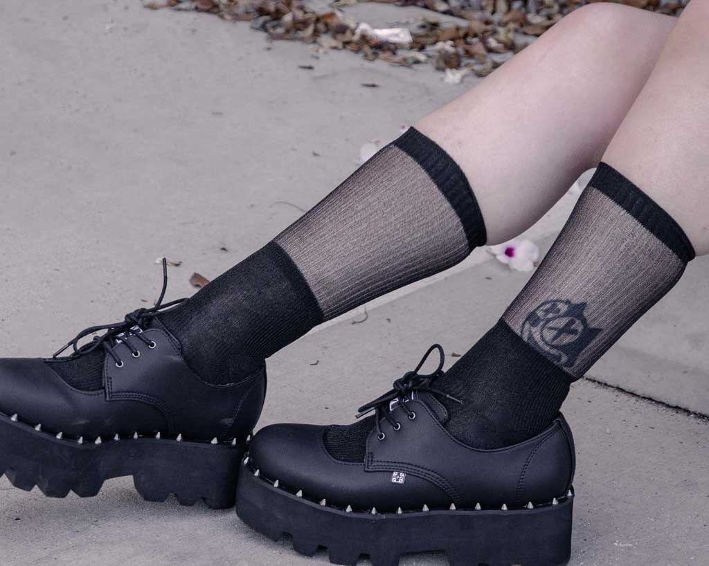 TSK1130 Black Ribbed Glitter Sock TSK1130 - T.U.K. Shoes